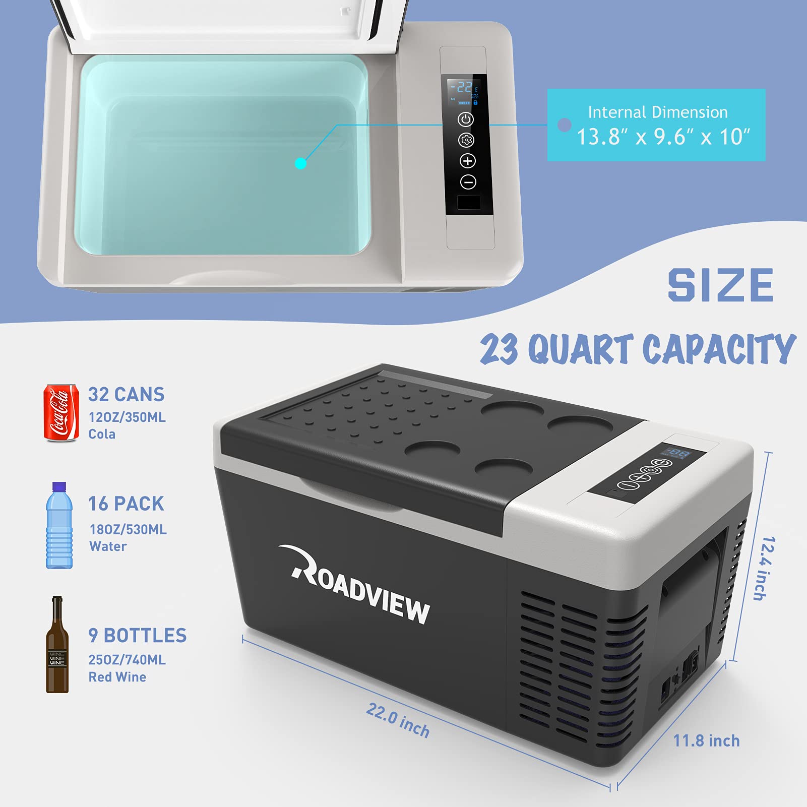 Car Refrigerator 12 Volt, Portable Freezer Fridge For Car Plug in Cooler with Compressor 23