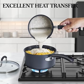 Cook N Home Professional Pots and Pans Nonstick Hard Anodized Cookware Set, Dishwasher Safe with Stay-Cool Handles, 10-Piece, Black