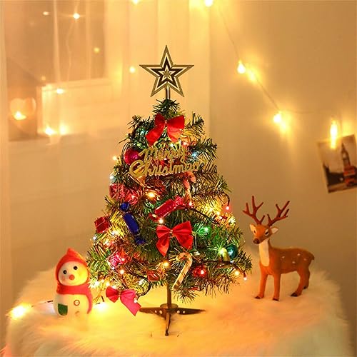 Miniatura 7 de Mini árbol de Navidad LED de 20 pulgadas para decoración del hogar mesa del hogar adornos de escritorio de Navidad preiluminados pequeño árbol de