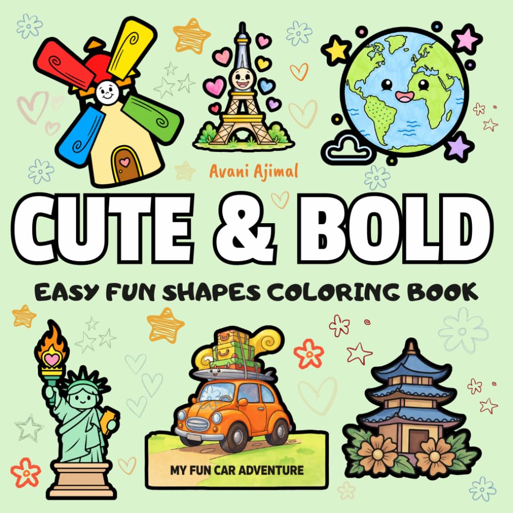 Cute & Bold: Easy 35 fun shapes Coloring Book for Kids: Cute ,Simple and Big Fun Designs for Relaxation ,Learn Shapes, Build Creativity & Have Fun Coloring!