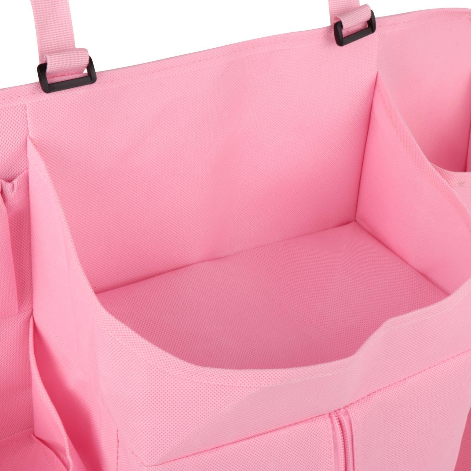 Qectial Hängende Windelorganizer Aufbewahrung mit Stabilem Pp-Board Und 13 Taschen für Windeln Babyzubehör für Wickeltisch Babybett Und Kinderzimmer, Rosa