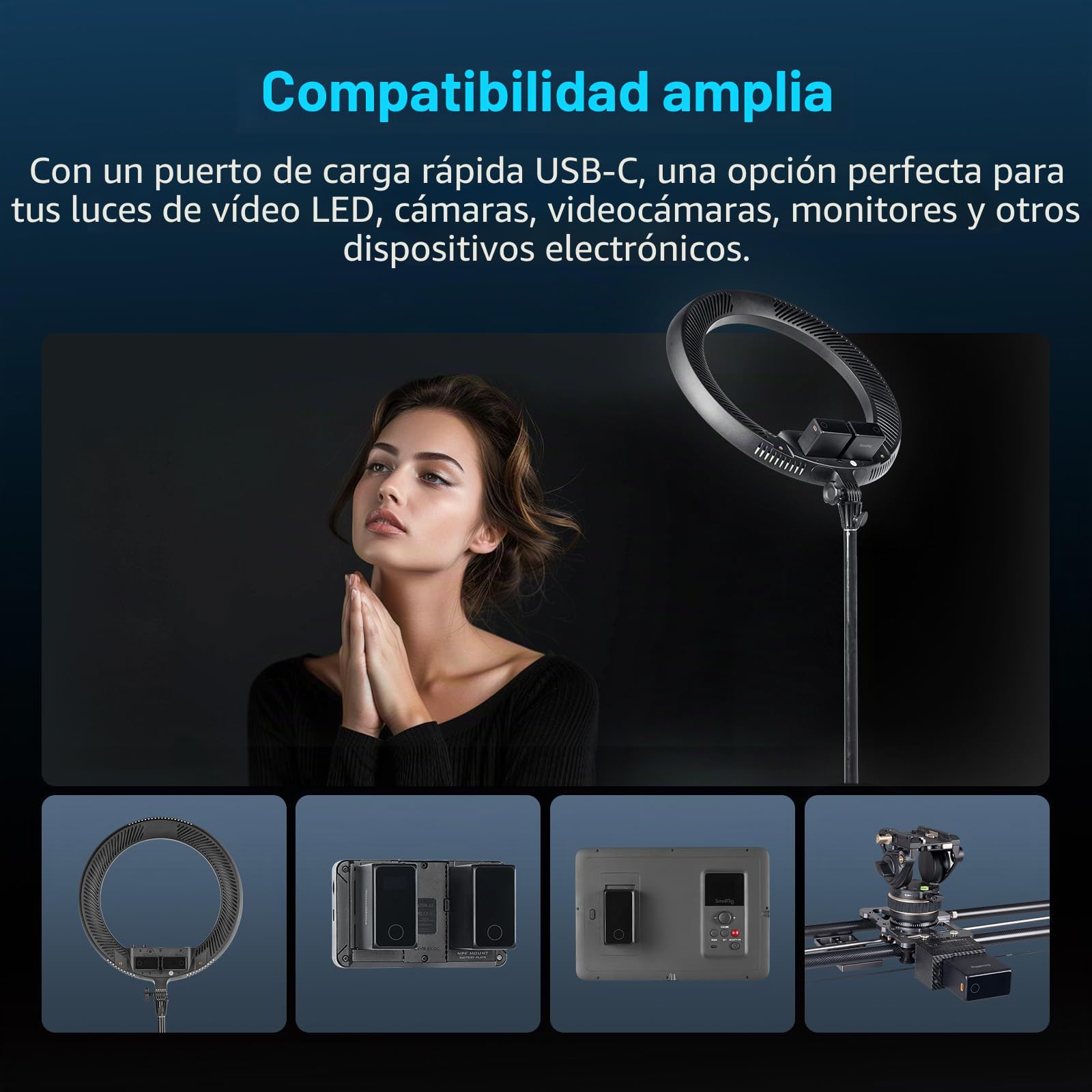 SMALLRIG Compatible co NP-F970 10500mAh Batería de Repuesto para Sony NP-F970 F750 F550,PD 36W USB-C 3.5H Carga Rápida, Batería con Pantalla OLED, Monitor, Luz de Video LED, Videocámara,Negro - 4469