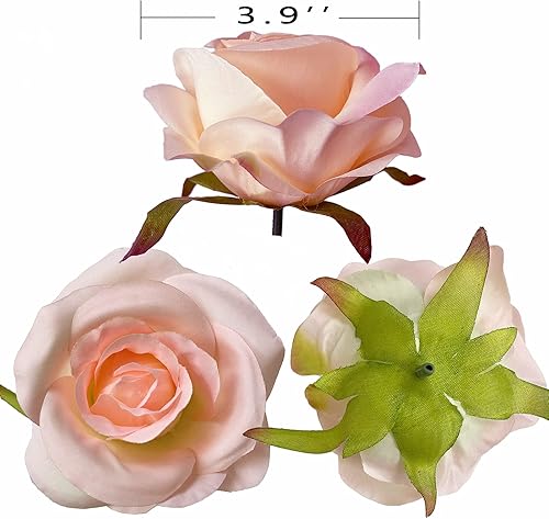 Miniatura 2 de Cabezales de rosas artificiales de 3.5 pulgadas, 20 unidades, rosas rosas claras de aspecto real para boda, decoración del hogar, manualidades,