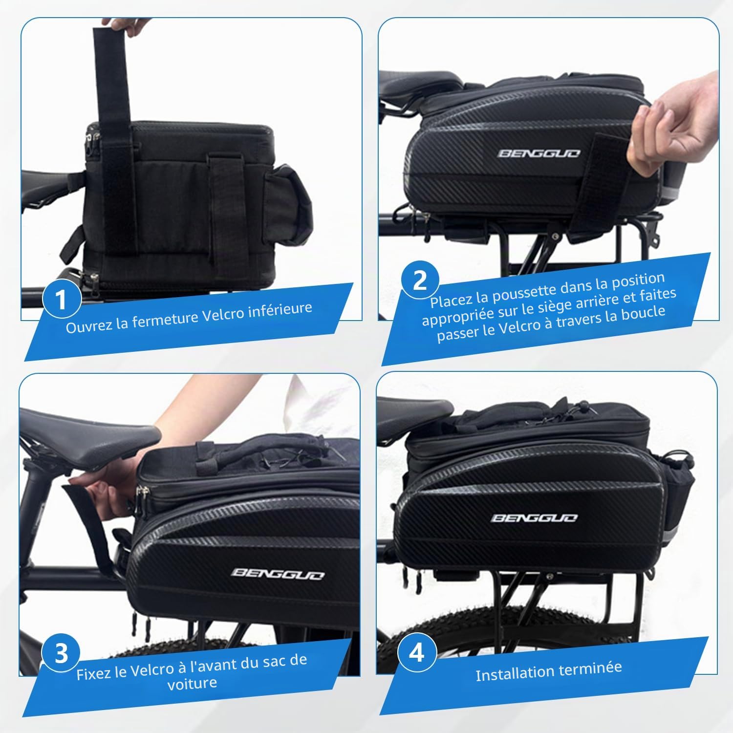 Sac de vélo pour porte-bagages, 30 L extensible, imperméable et réfléchissant, sac de porte-bagages arrière avec bandoulières et plusieurs compartiments, sac multifonctionnel pour siège arrière pour