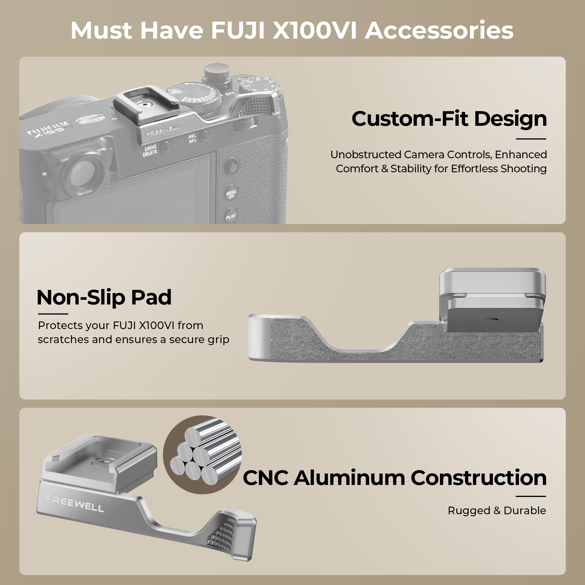 Amazon | FREEWELL サムグリップ Fuji X100VI用 コールドシュー