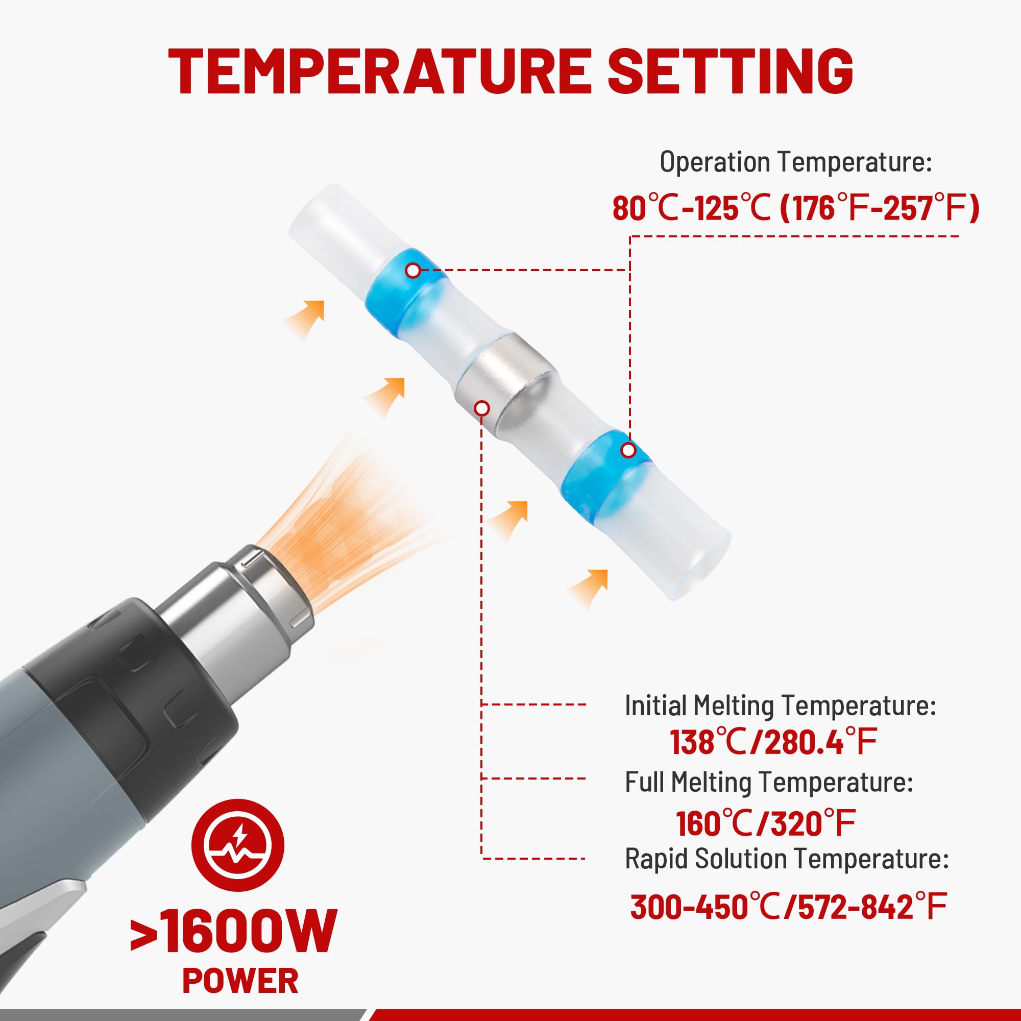 RED WOLF Lötverbinder Schrumpfverbinder 250 Stück Schrumpfschweißen Stoßverbinder Für Automotive Marine Home Wasserdicht Geschweißte Connector Kit Solder Seal Wire Connectors
