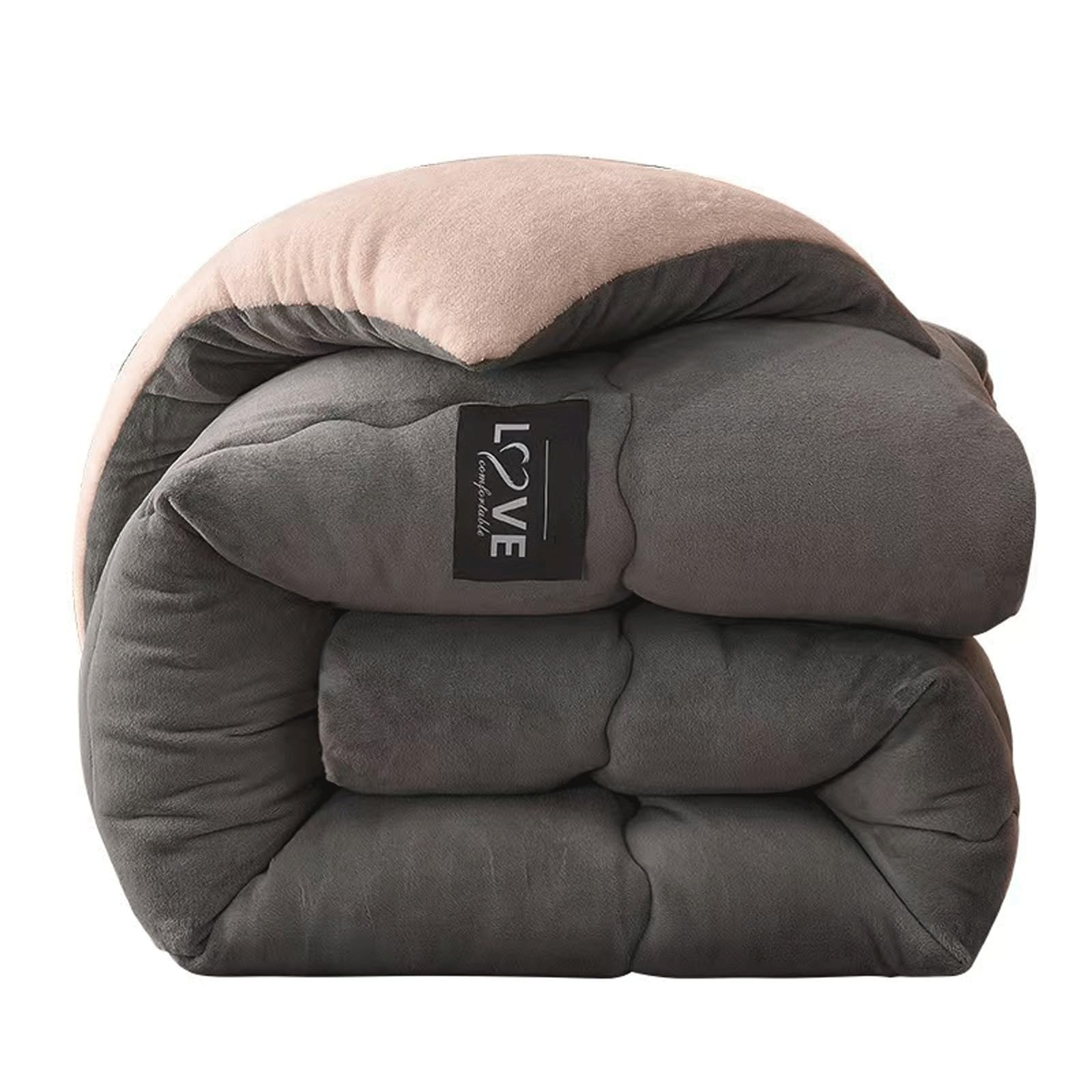 Thickened Super Soft Winter Quilt - Breathable Warm Bed Comforter - Double Winter Quilt - Fluffy Plush Double Sided Velvet Blanket Quilt for Cold Weather(Gray,200x230CM(4KG))
