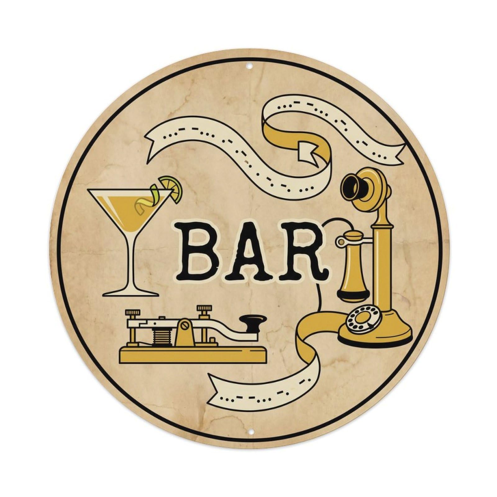 BAR Vintage Telegram Ornament Metal Tin Sign Plaque