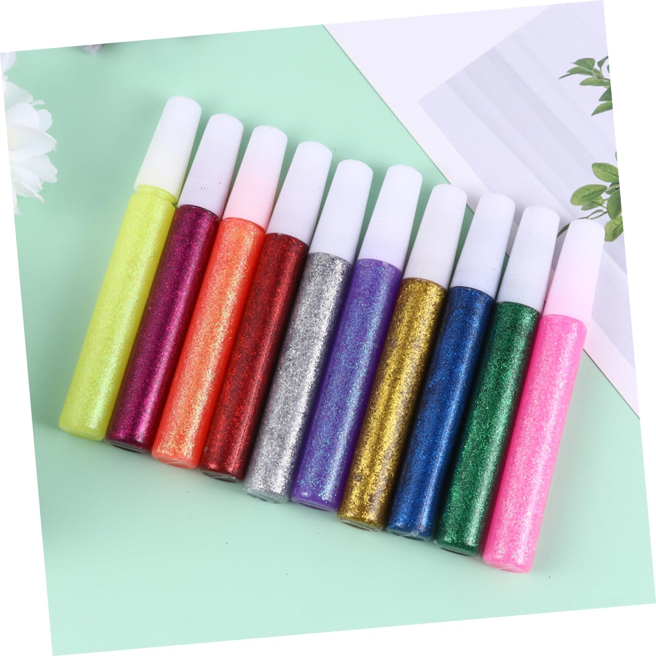 NUOBESTY Stylos À Colle Scintillants Écologiques - 5 Lots De 50 Pièces - Parfaits Pour Les Professeurs Les Étudiants Et La Décoration