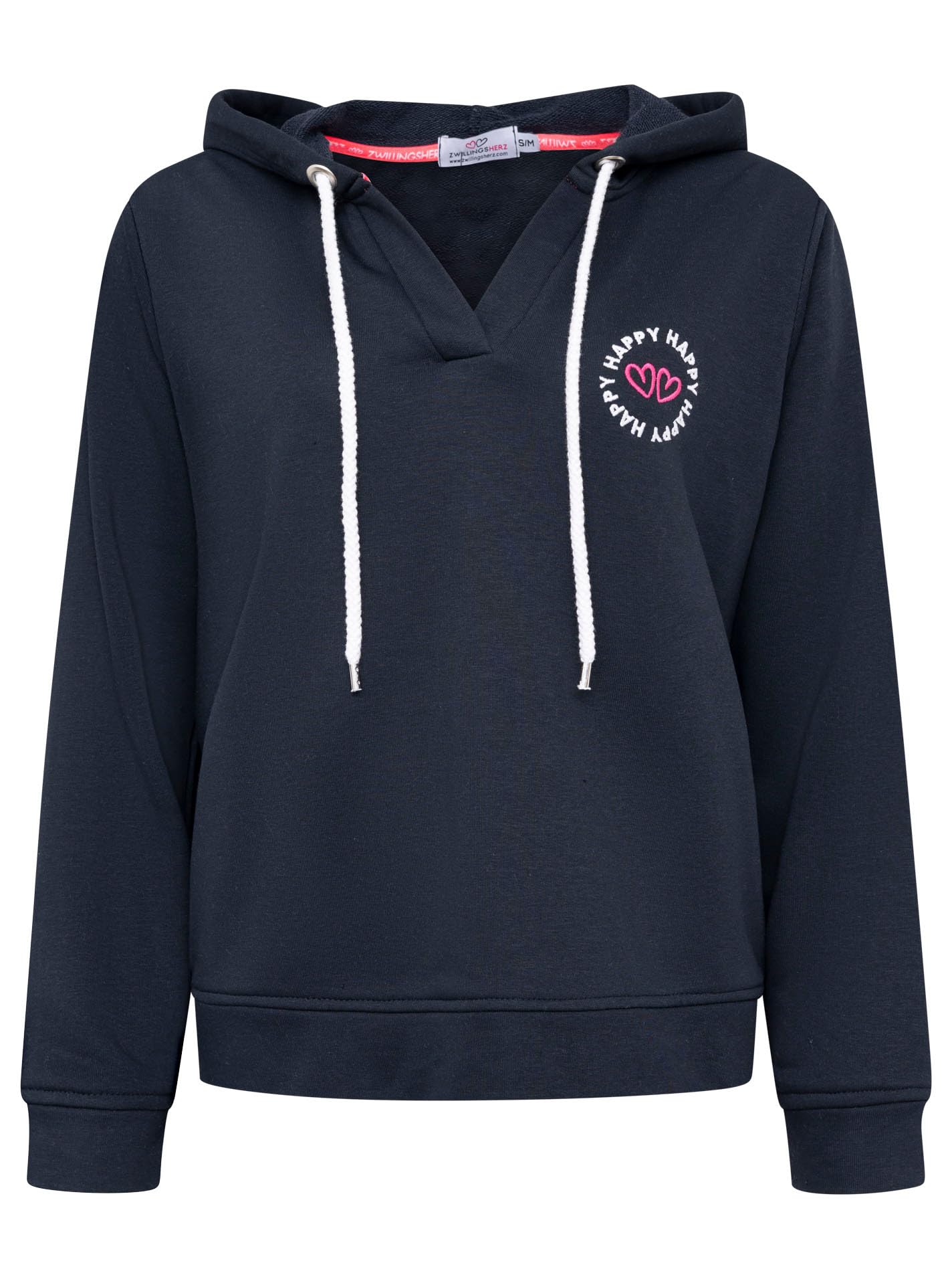 Zwillingsherz Damen Hoodie mit Kapuze – Kuscheliger Oversize Kapuzenpullover – Weicher Sweatshirt Pullover für Frauen Aufdruck – Stylischer Look für Frühling, Herbst & Winter – V-Neck Herzen
