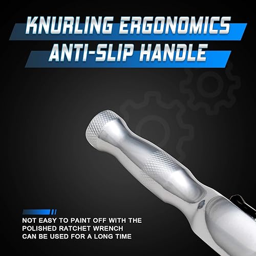 Miniatura 5 de Ryrura Mini llave de trinquete rechoncha de 14 pulgadas, llave de vaso de 14, liberación rápida de 72 dientes, reversible, acero de aleación de