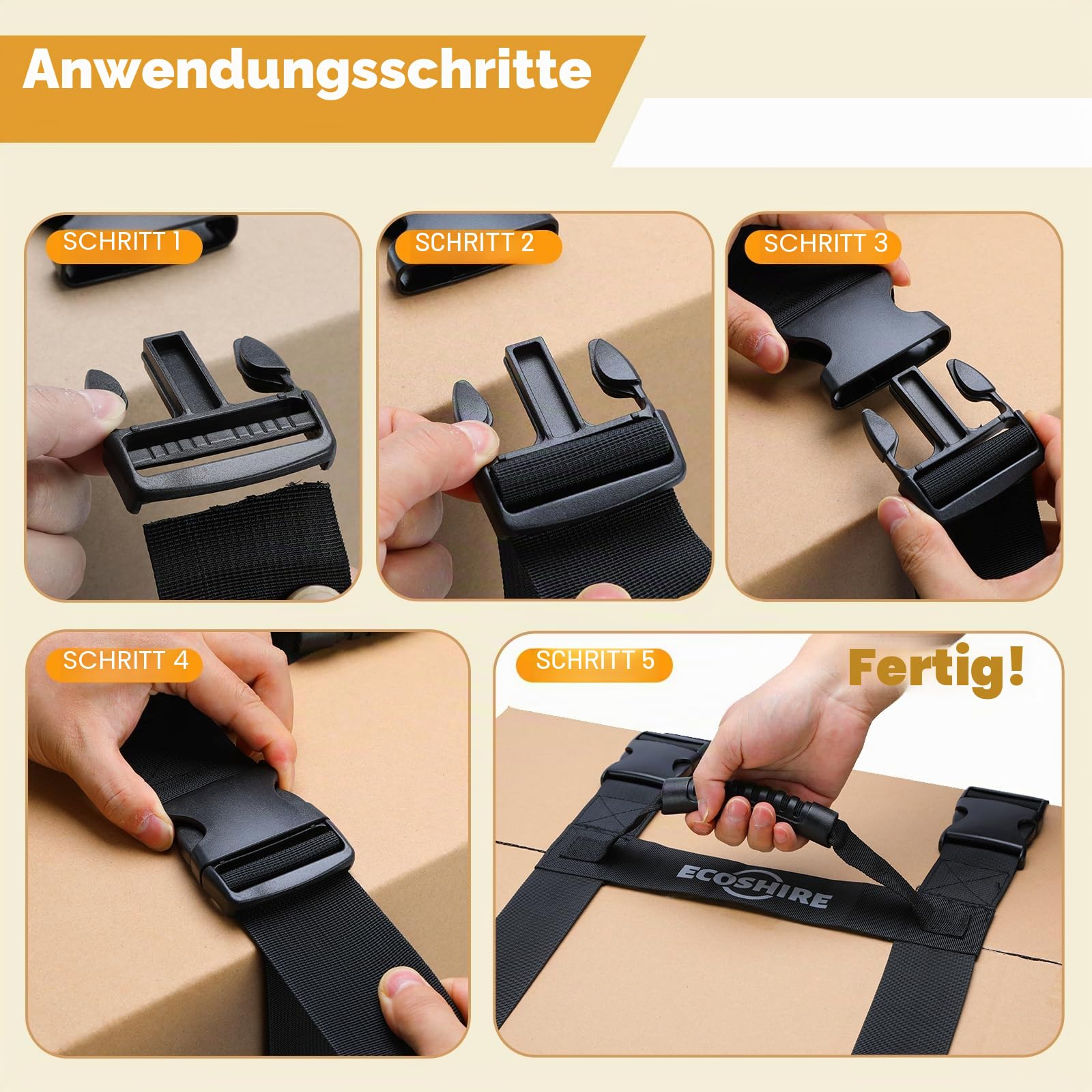 Tragegurt mit Griff, Handgurt zum sicheren Bewegen und Anheben Schwerer Boxen, Verstellbarer Gürtel, H-förmige Tragegurte, geeignet für Zylinder, Campingmatte (199,9 cm)
