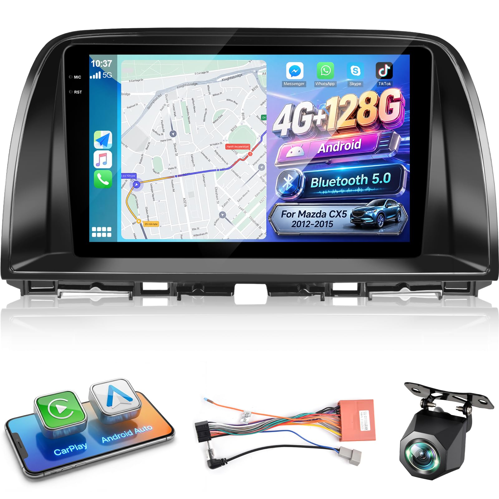 Photo 1 of [4+128G] Android Radio for Mazda CX5 CX-5 CX 5 2012-2015: 9 inch InCell IPS Touchscreen Mazda CX5 Radio Upgrade - Wireless Carplay & Android Auto, 5G/WiFi, GPS, BT 5.0, Custom Homepage + Backup Camera