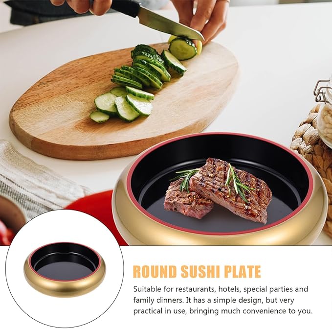 Plato de sushi Toyvian dorado de plástico para salmón miniatura 7