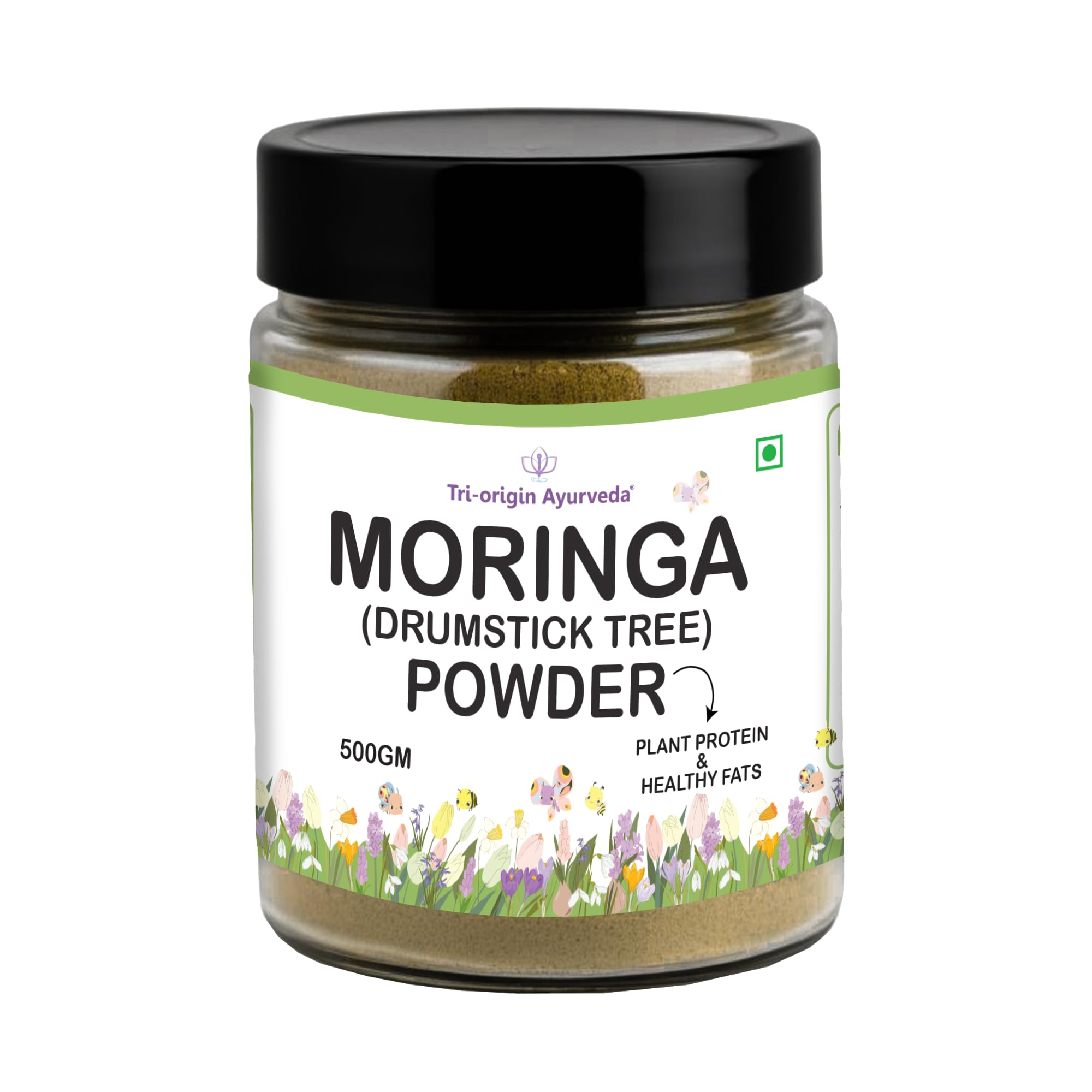 Tri- Origin Ayurveda 100% Pure Moringa Powder 500gm Good for Hair, Skin & Overall Wellness, Rich in Antioxidant Drumstick Leaf Powder