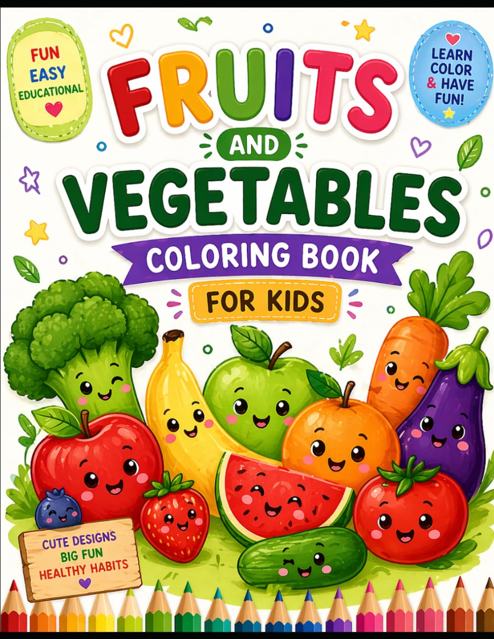 fruits and vegetables coloring book