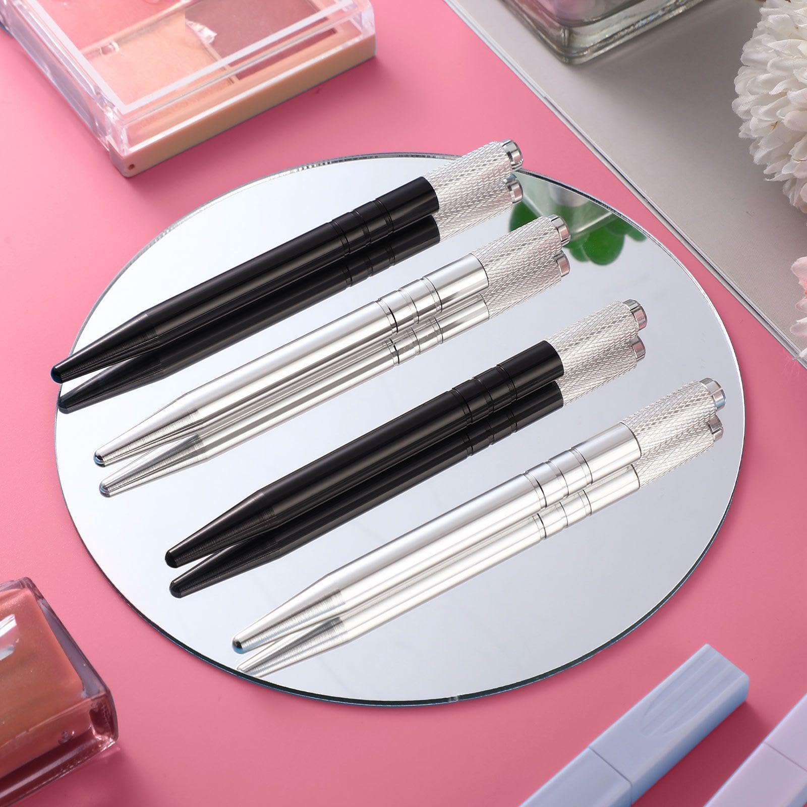 Gisafai Microblading-Stift, manuelle Augenbrauenstifte, Microblading-Stift, Microblading-Werkzeughalter, Aluminium, Microblading-Handwerkzeuge für Make-up-Zubehör, Salons, 50 Stück (Silber, Schwarz)