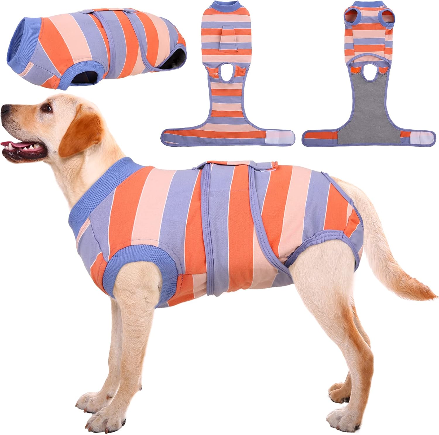 Kuoser Dog Surgery Recovery Suit for Female Male Dogs, Stripes Spay Neuter Anti-Licking Dog Onesie, Abdominal Wounds Surgical Suit Snugly Pet Collar Alternative Post Surgery Vest Bodysuit, Orange 2XL Kuoser Dog Surgery Recovery Suit for Female Male Dogs, Stripes Spay Neuter Anti-Licking Dog Onesie, Abdominal Wounds Surgical Suit Snugly Pet Collar Alternative Post Surgery Vest Bodysuit, Orange 2XL