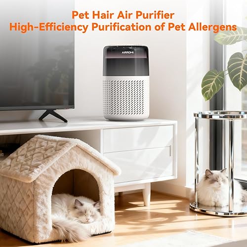 Miniatura 9 de AIRROMI Purificador de aire HEPA para dormitorio y hogar, purificador de aire para mascotas del hogar, elimina el olor de mascotas, olor a arena de