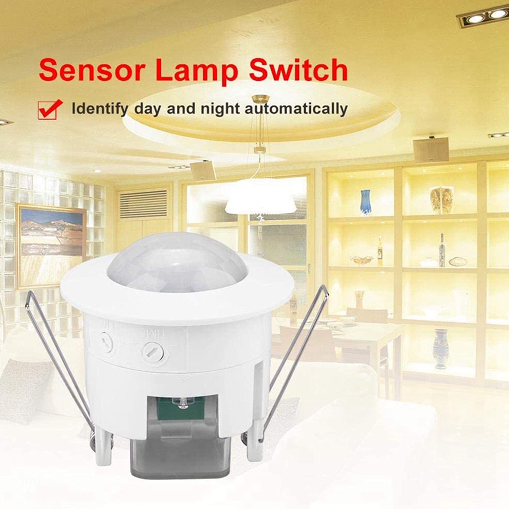 6X Interruptor de Luz del Detector del Sensor de Movimiento del Techo PIR Empotrado Infrarrojo de 110V-220V 360 °, Sensor de Luz de Movimiento