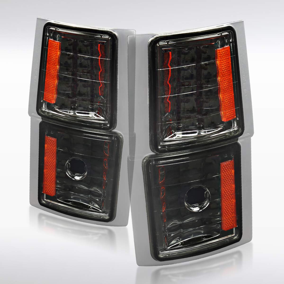 Autozensation Compatible with Chevy Chevrolet C/K 1500 2500 3500 1994-1998, Silverado Suburban Tahoe, Smoke Lens 4PC Corner Lights, L+R Pair Assembly