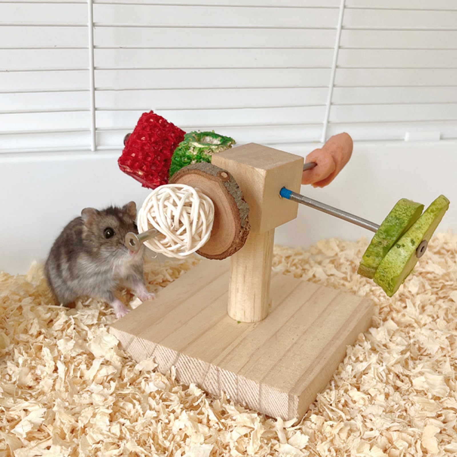 Juguete alimentador de hámster, dispensador de golosinas de madera para hámster y roedores pequeños, alimentación de hámster