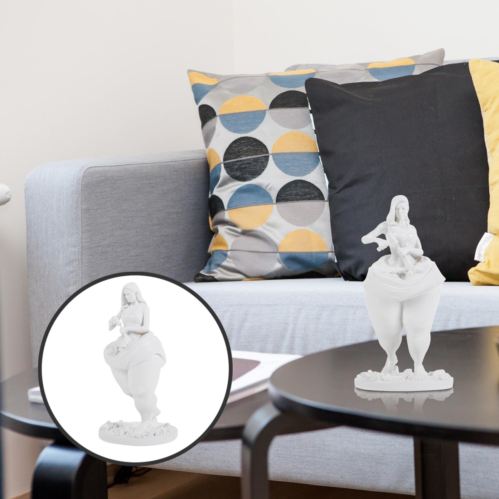 Statua di Donna Fitness Ispirazione Motivazionale e Lunga Durata in Resina Bianca, Decorazione Unica la Casa Forma Scolpita Finemente per Tavoli Domestici