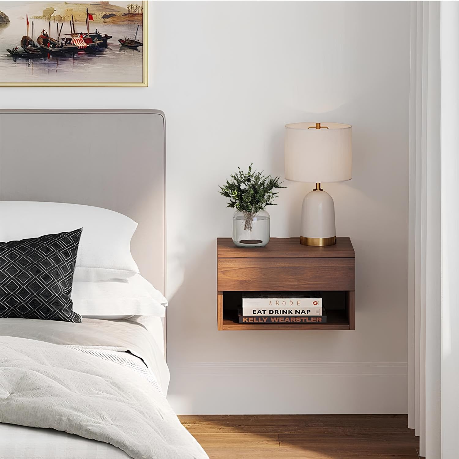 Mesita De Noche Flotante, Mesa Auxiliar Moderna De Pared