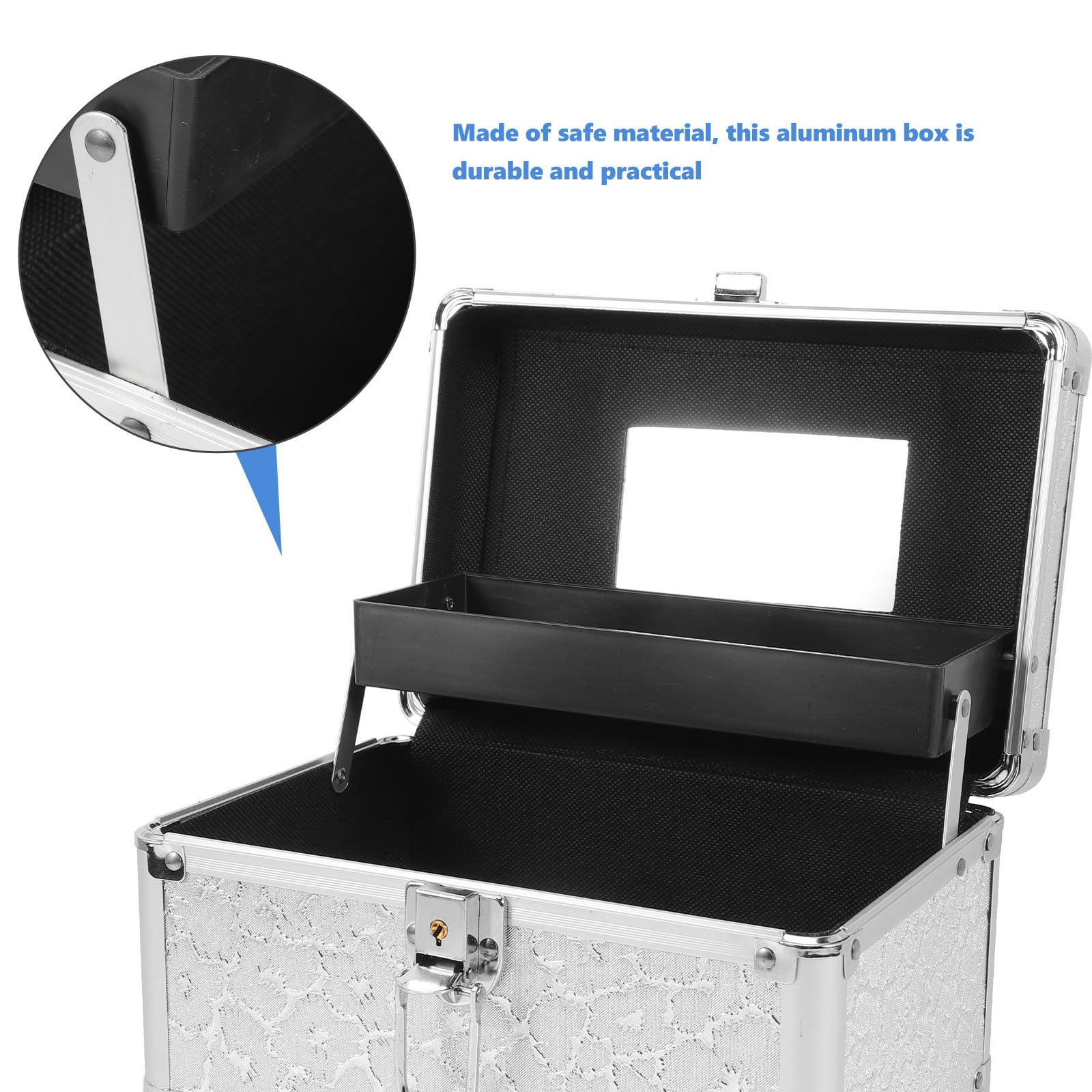Große Silber mit Aluminiumlegierung Medikamentenbox, Griff | Großes Fassungsvermögen, Robust und Leicht zu Öffnen, für Werkstatt und Geschäftsreise, Kompakt Tragbar