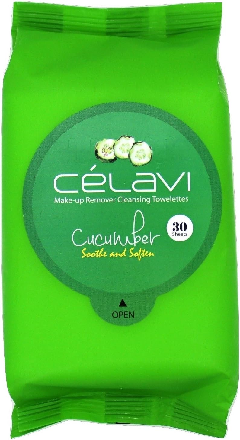Celavi CosmeticsMakeup Remover Cleansing Wipes Removing Towelettes 2 Packs - 60 Sheets (Cucumber)