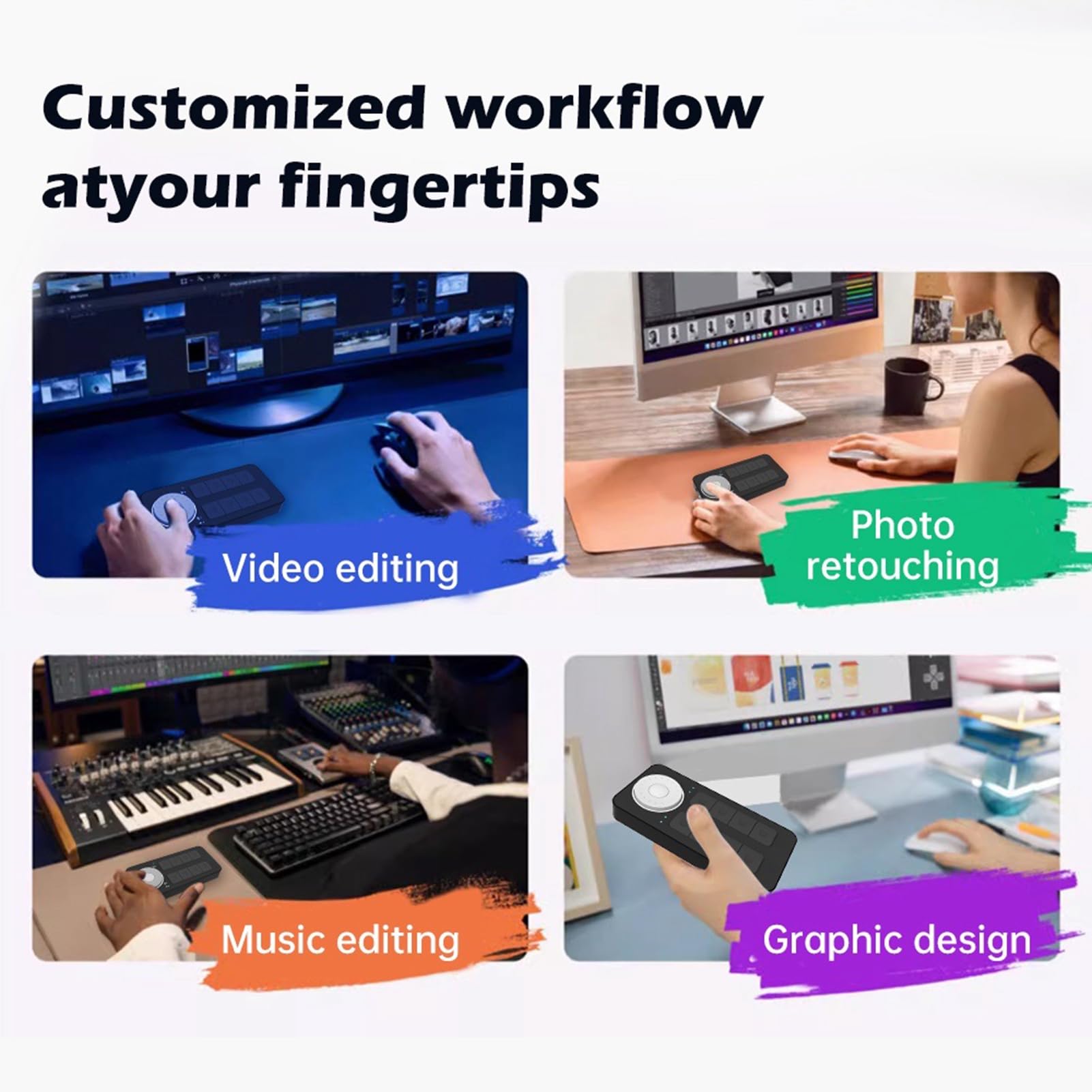 PUSOKEI Tastatur mit 8 Tasten und Wählrad, Programmierbare -Bluetooth-Tastatur mit Kabellosen Tastenkombinationen für Zeichentabletts, OLED-Display, 2,4 G WLAN und USB-C-Kabel