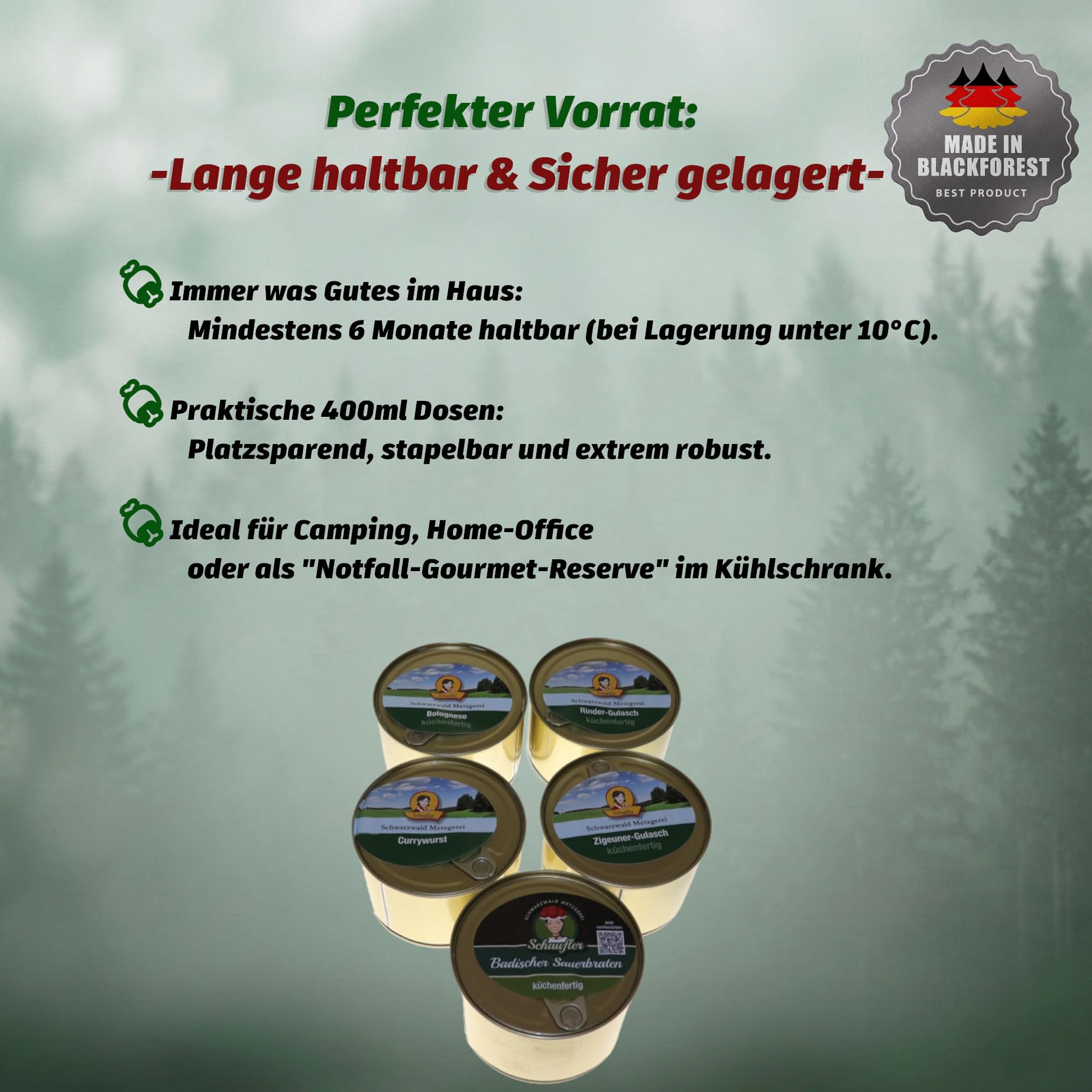 Schwarzwaldmetzgerei - 5er Set Fertiggerichte - küchenfertig, Fertigessen | 5 x 400g Dosen
