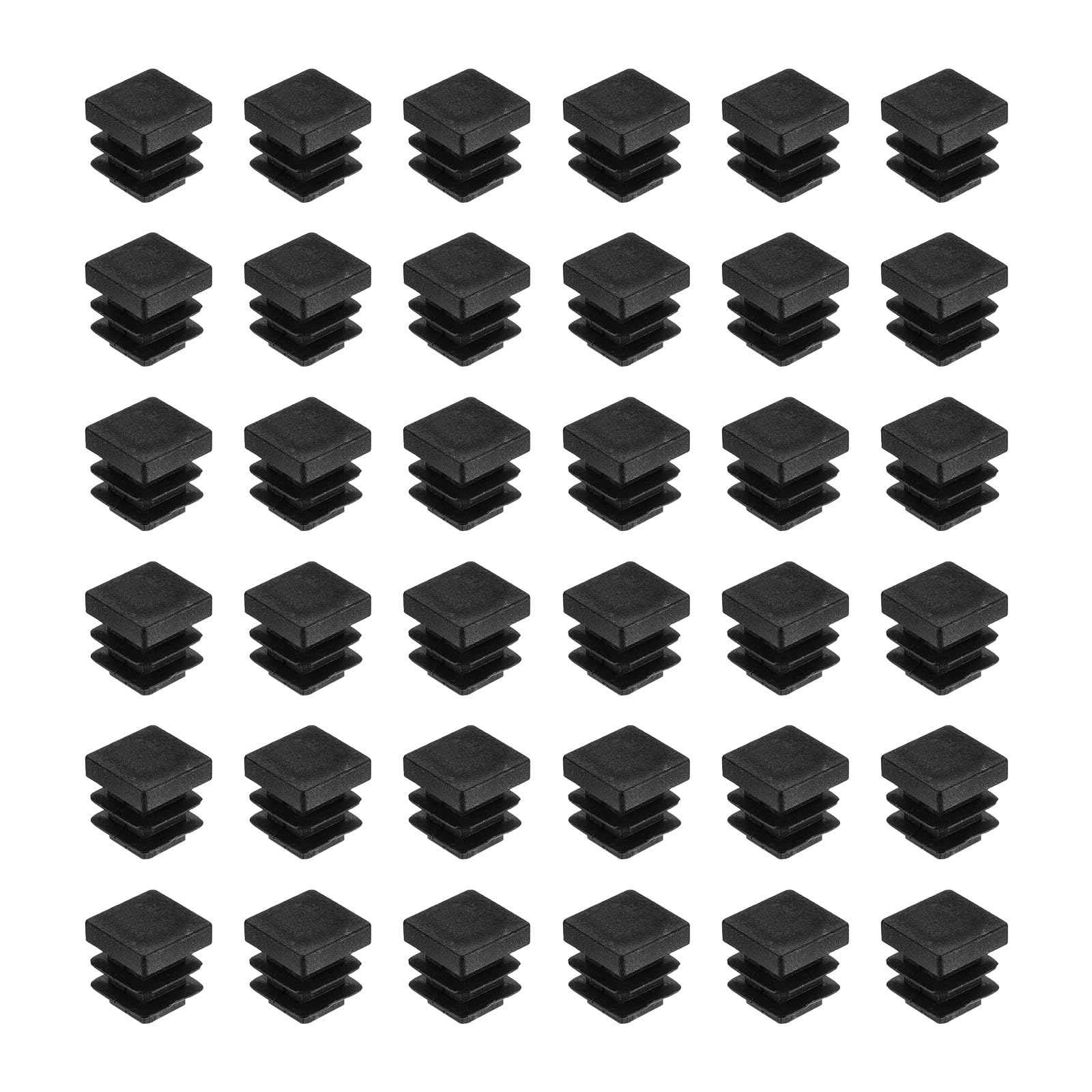 uxcell 48Pcs Square Plastic Plugs, 13 x 13mm/0.51 x 0.51inch PE Pipe Tubing End Caps for 9-11mm/0.35-0.43inch Square Tube Furniture Chair Leg, Black