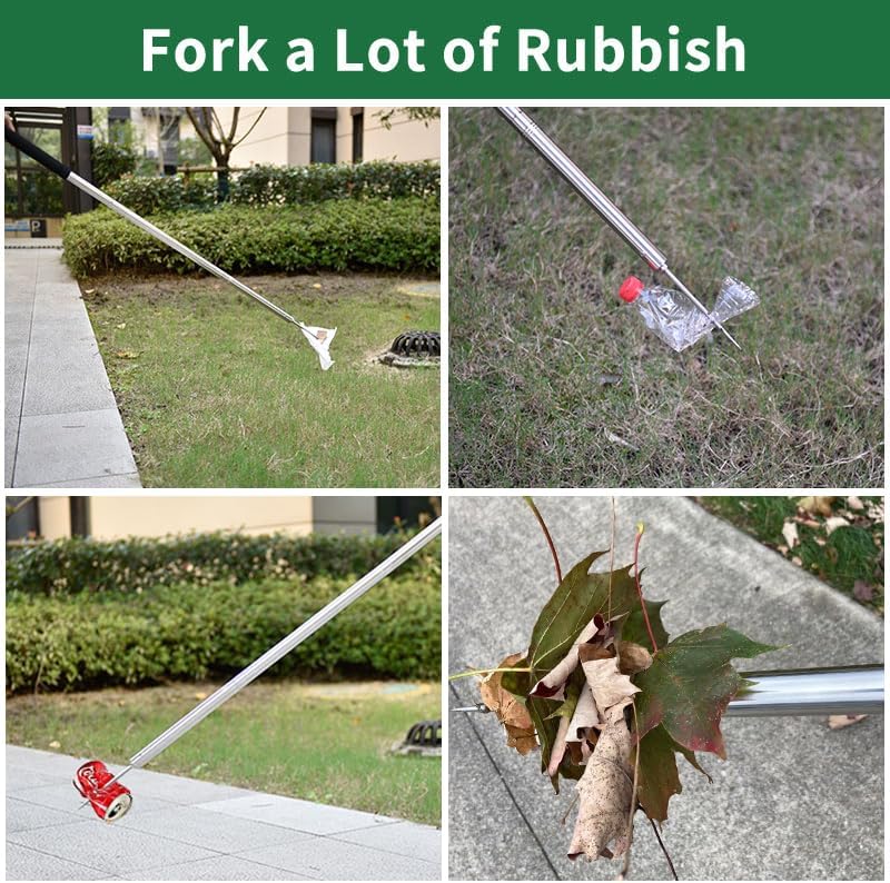 Miniatura 6 de Recogedor de basura, recogedor superior de hojas de 62 pulgadas, punta de acero inoxidable de alta resistencia, ligero y refuerzo, recogedor de