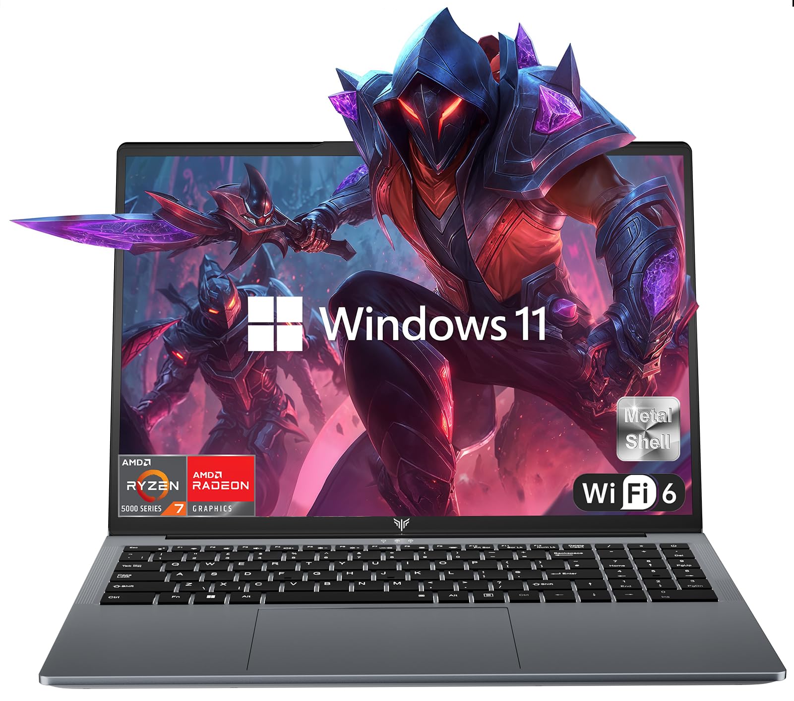Gaming Laptop, 16.0inch Laptop Computer with AMD Ryzen 7 5825U(8C/16T, Up to 4.5GHz), 16GB RAM 512GB NVMe SSD Windows 11 Laptop, Radeon RX Vega 8 Graphics,WiFi 6, Backlit KB