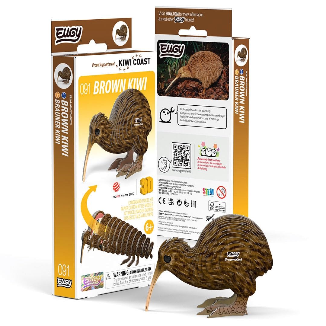 EUGY 091 Brown Kiwi Eco-Friendly 3D Paper Puzzle