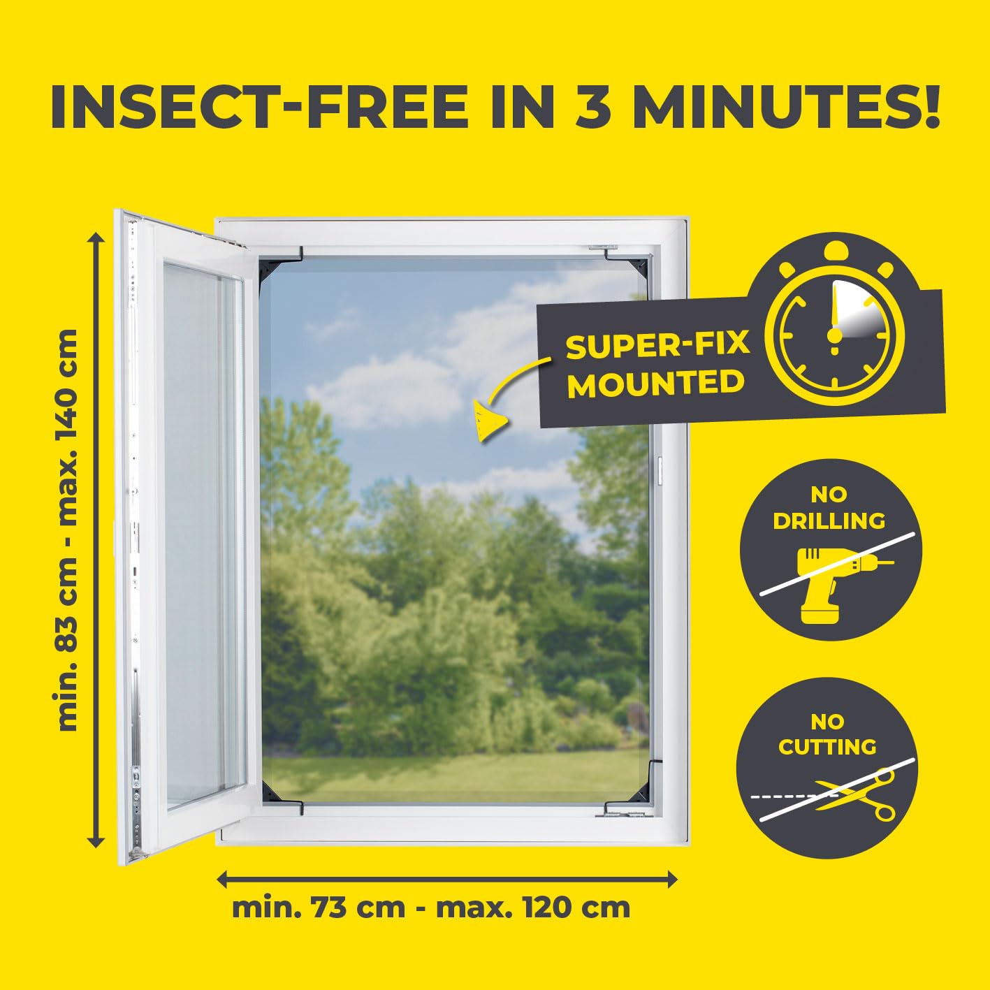 EASYmaxx Insect Protect teleskopowa siatka chroniąca przed owadami, na okno, z wstępnie zamontowaną ramą, wysuwana ochrona przed owadami, zintegrowana moskitiera | antracytowa