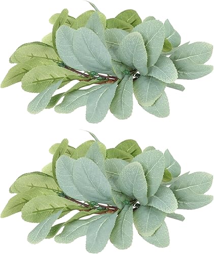 HOMSFOU Anillos de vela, coronas artificiales de cordero, coronas de vela de granja, coronas de vegetación para centros de mesa de boda, Navidad, 2