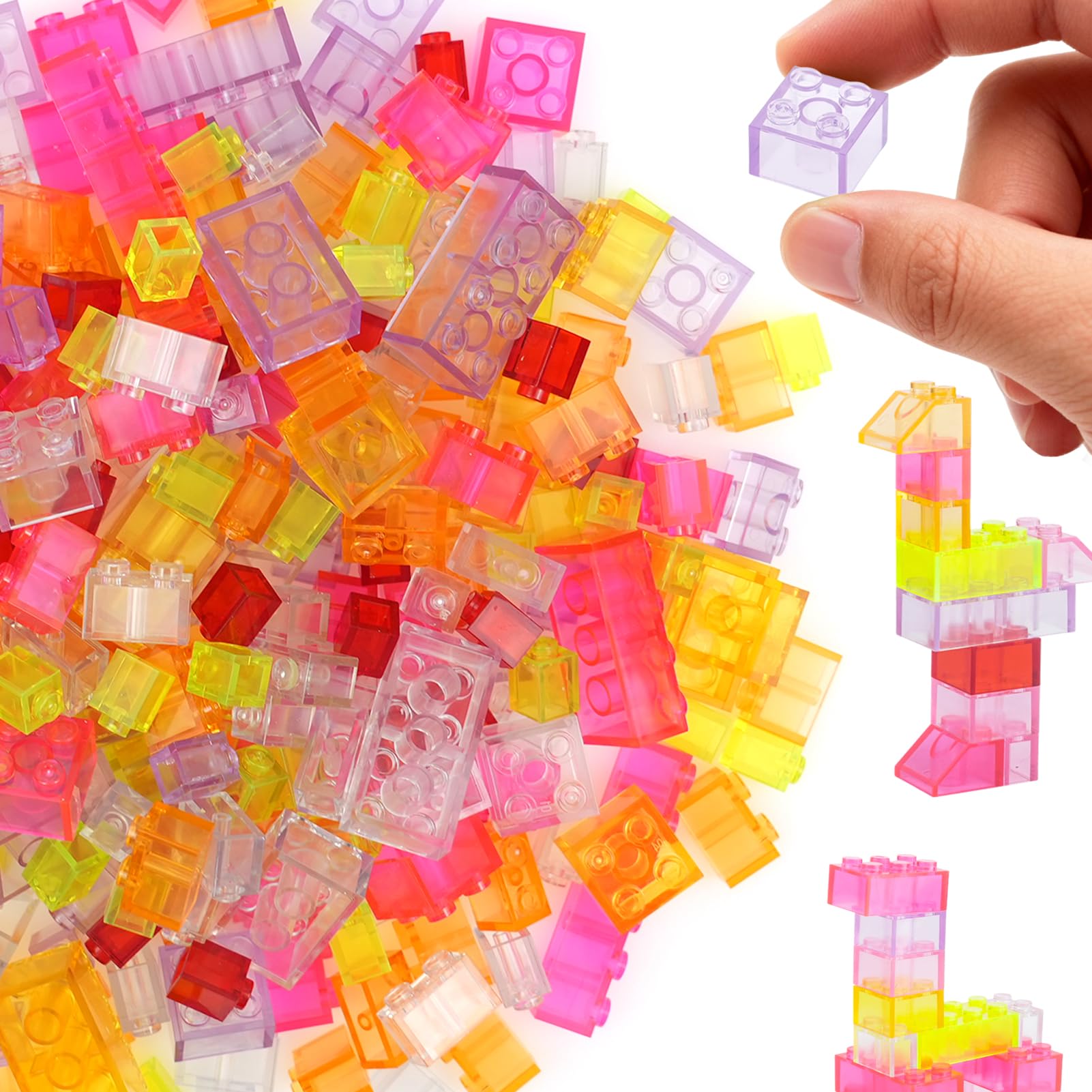 MALEKO Classic Transparent Clear Bulk Bricks - stacking blocks | Mubboo