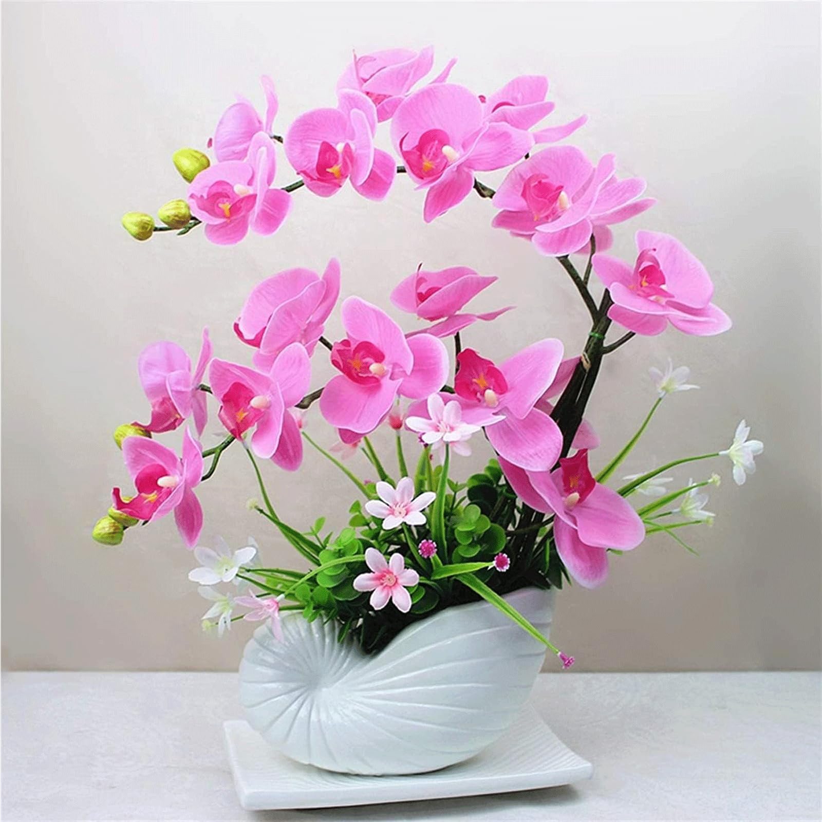 XDLEDMKIZ Ceramic Vase Plastic Flower Fake Flowers Artificial Flowers Bouquets Centerpiece Artificial Flowers Elegant Decoration