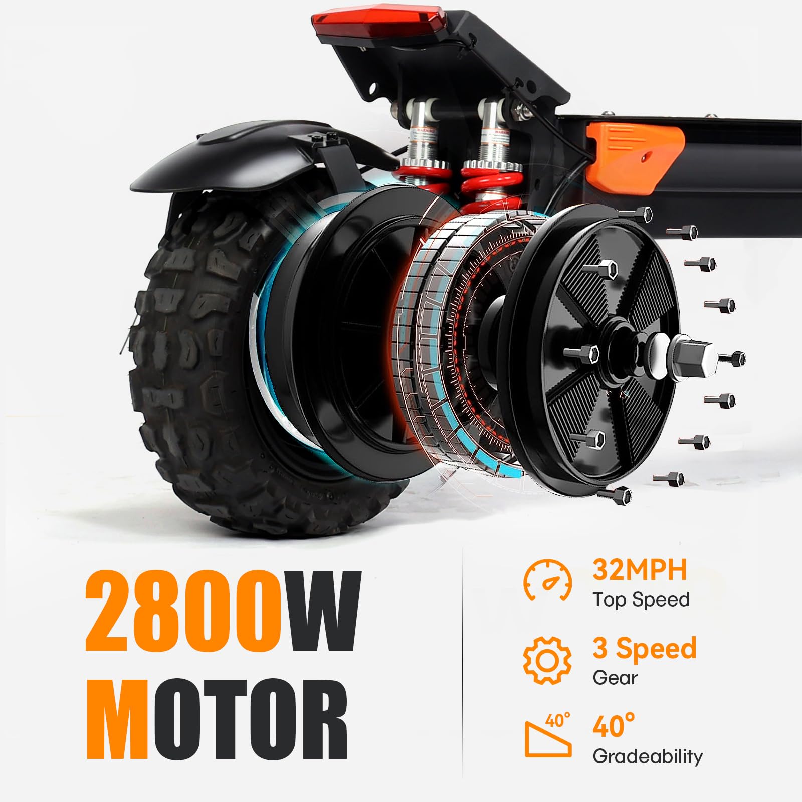 Adults Electric Scooter 60V/2800W High Power Motor 60V 18Ah Battery Up to 33 MPH& 35 Miles Range11 Off-Road Tires Disk Brake Folding Sports Electric Scooter for Teens Daily Commuting (UL 2272tested)
