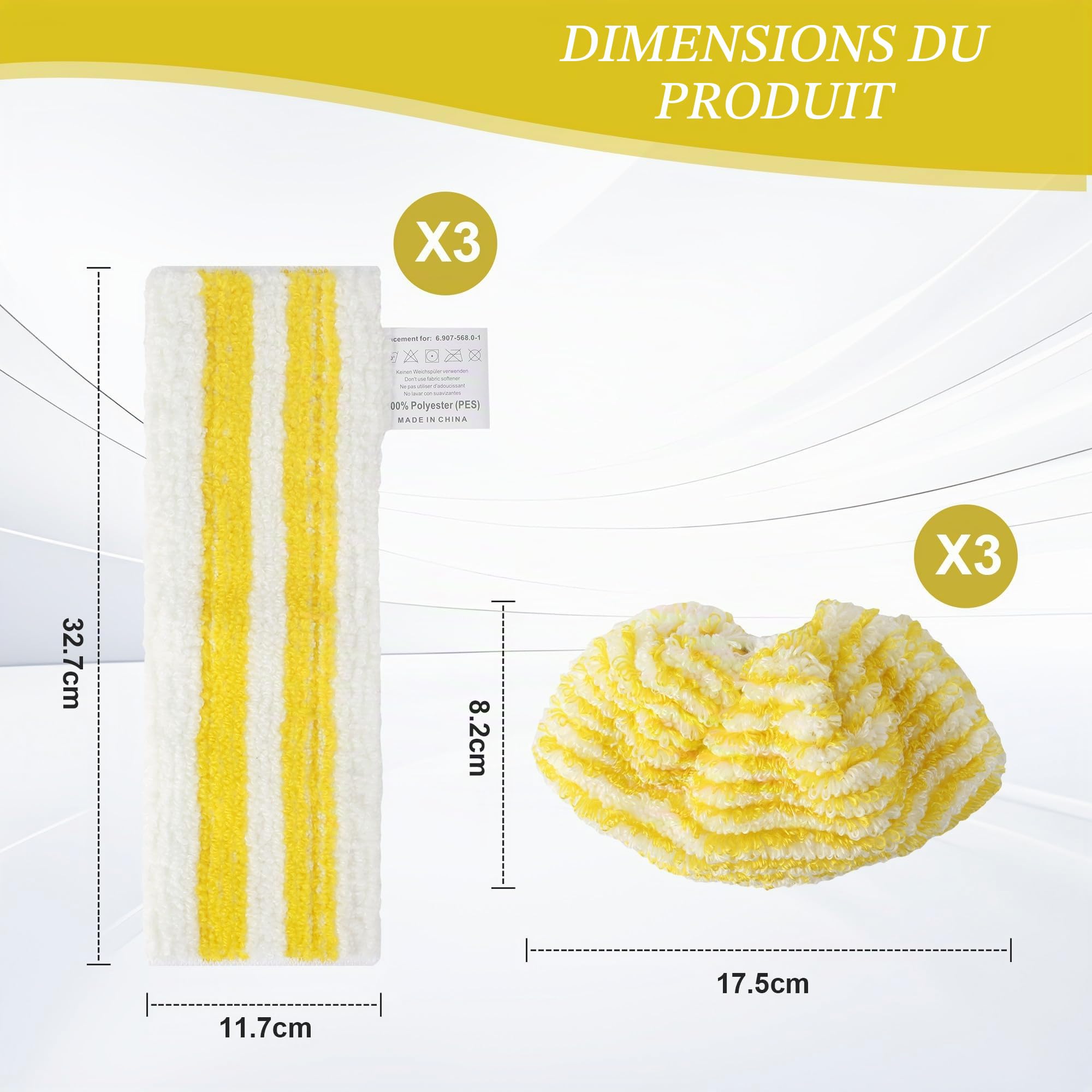 6 Pièces Lingettes de Rechange en Microfibre pour Kärcher Easyfix SC1, SC2, SC3, SC4, SC5, 3 Chiffons pour Suceur de Sol et 3 Chiffons, Lingette Vapeur pour Tous Types de Sols