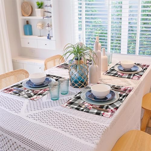Miniatura 8 de Flower Decor Theme Placemats Set of 4 Table Mats Washable Placemat Waterproof Place Mats for Party Home Dining Table Decor 18x12 in