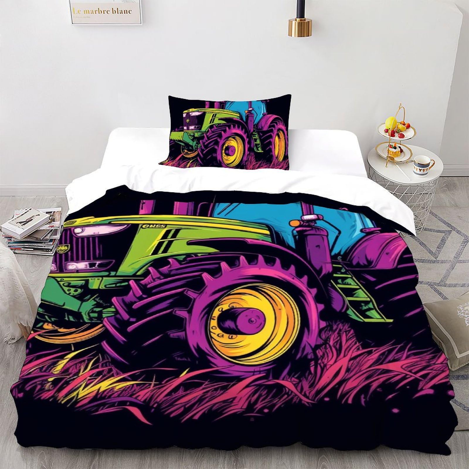 Housse de couette car fermeture éclair lit simple microfibre 2 pièces