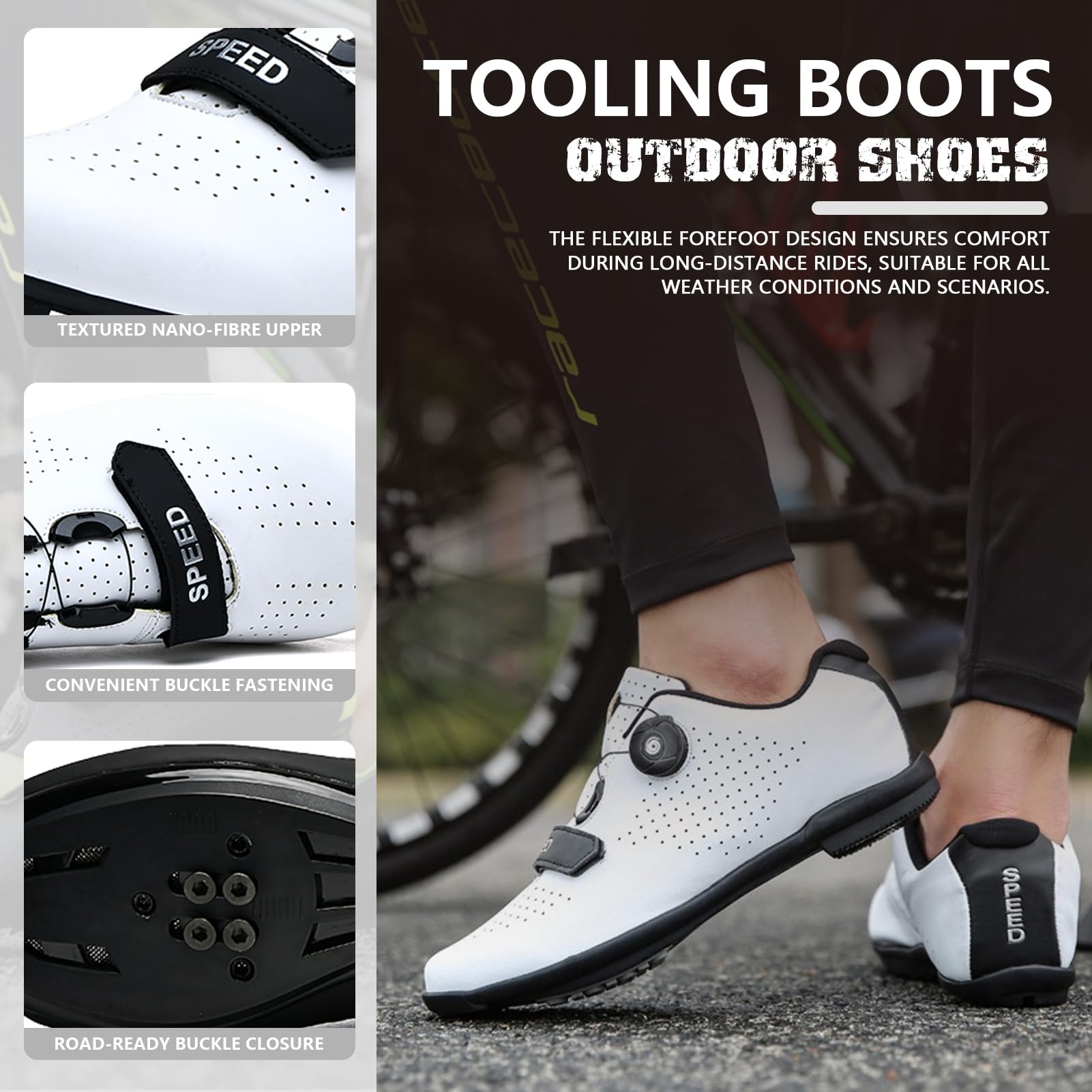 Zapatos Ciclismo Color Sólido, Hombres Mujeres Zapatillas De Bicicleta De Carretera Y MTB, Sneakers Deporte Profesionales para Exteriores Compatibles con Peloton SPD/SPD-SL Y Look