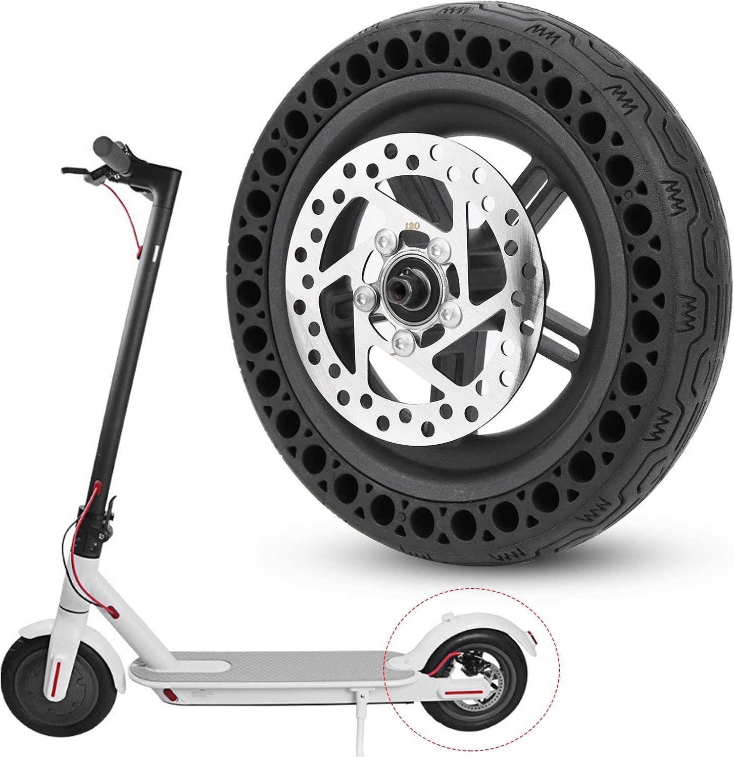 Electric Scooter Rear Tire, 8.5in Rubber Rear Tire Replacement with
