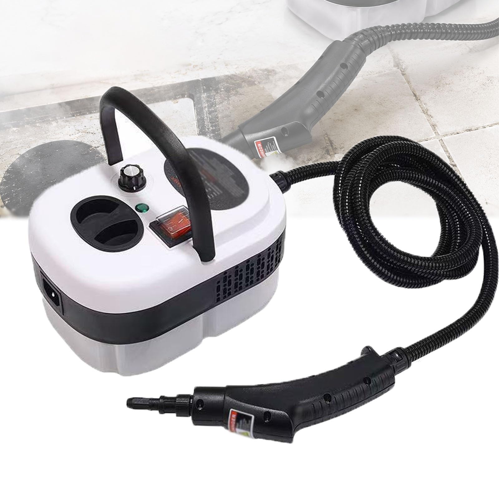 Genérico Limpiador A PortáTil De 2500 W con Pistola De Alta PresióN Y 6 Niveles Ajustables Incluye 9 Accesorios DepóSito Gran Capacidad 1,2 L for Limpiar Coches, SofáS, Juntas Y Suelos
