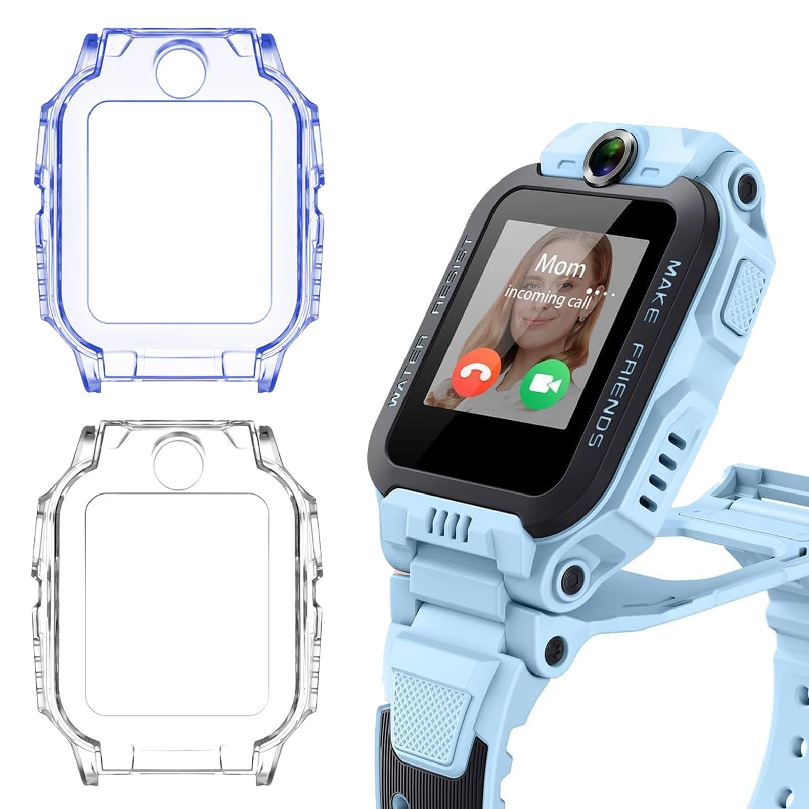2 sztuki etui do imoo Watch Phone Z7, silikonowe, odporne na wstrząsy, elastyczne etui, ultracienkie przenośne etui ochronne do imoo Z7, niebieskie i przezroczyste