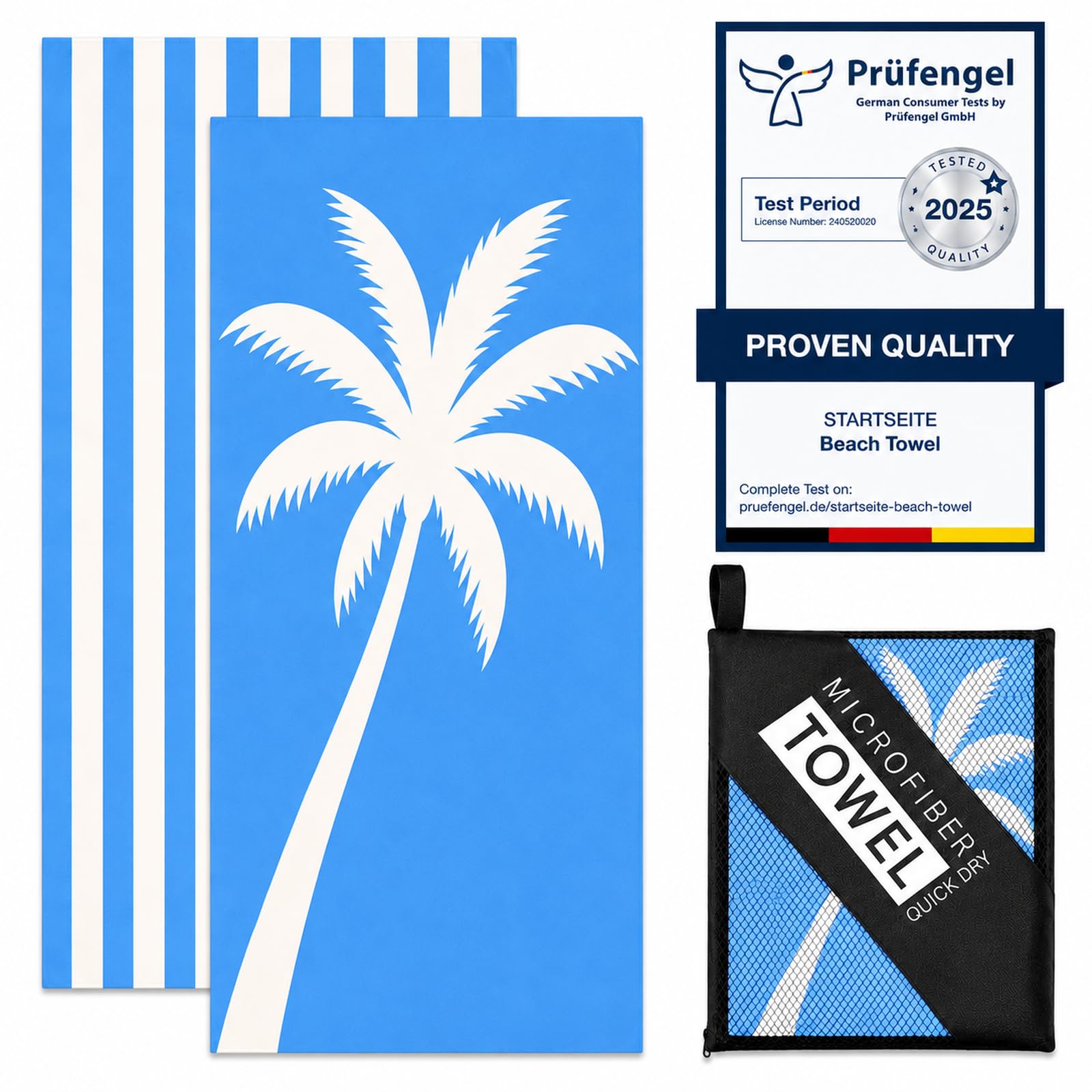160 x 80 cm Microfibre Towel - Large Size Quick Drying Microfibre Beach Towels for adults, Sand-Free, Absorbentextra large Beach Towels for adults - Includes Storage Bag (Deep Blue Coconut Tree)