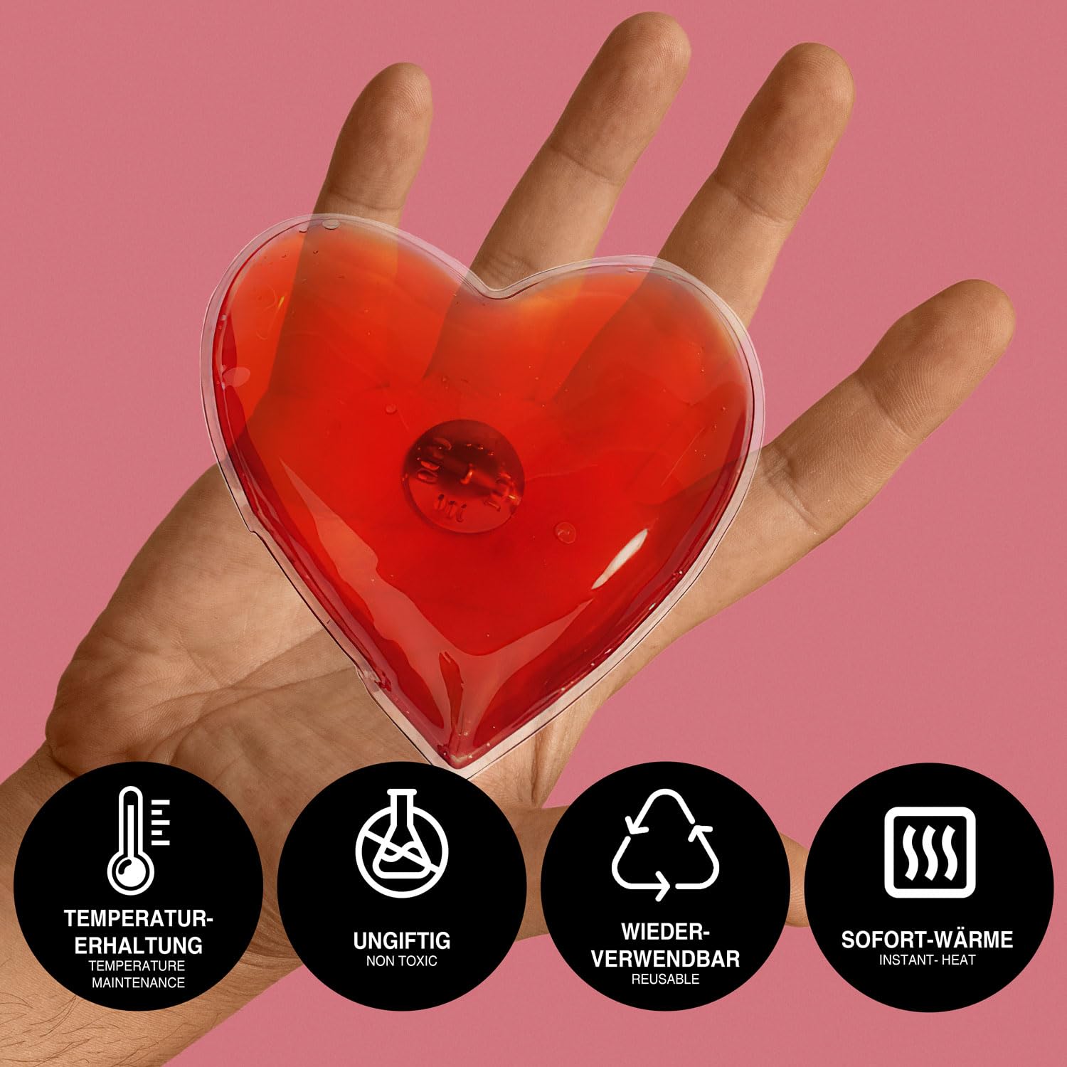 PrzydaSie Handwärmer 4er Set Herzform - Wiederverwendbare Taschenwärmer - Bis 55°C Für 30 Minuten - Ideal Für Winter